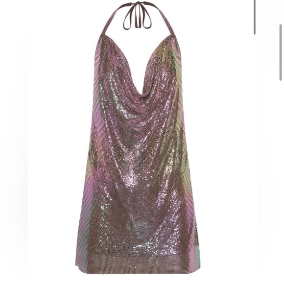 SIYA Halter Glow Mesh Mini Dress - Iridescent Purple - Picture 4 of 9